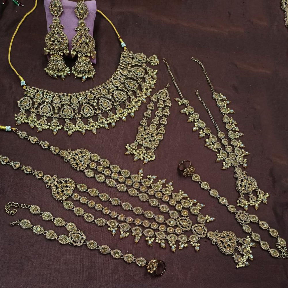 NAFJ Gorgeous Crystal Stone Beads And Pearl Bridal Set