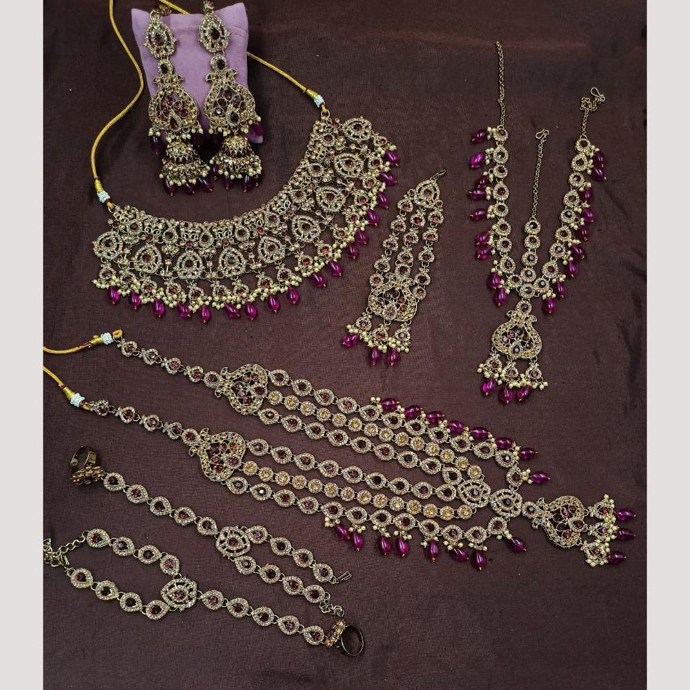 NAFJ Gorgeous Crystal Stone Beads And Pearl Bridal Set