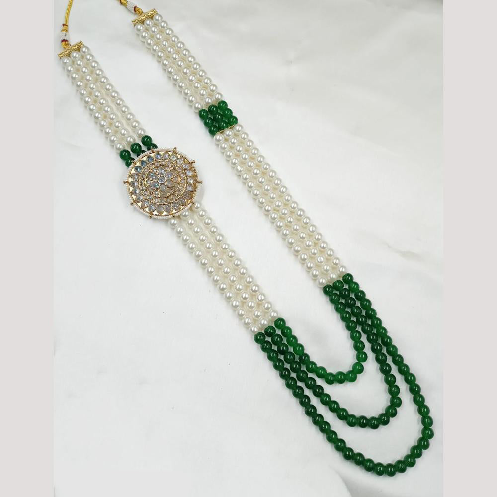 NAFJ Classic Beads And Crystal Stone Long Necklace for Men