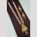 NAFJ Royal Look Pota Stone And Pearl Meenakari Long Necklace Set
