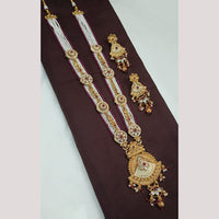 NAFJ Royal Look Pota Stone And Pearl Meenakari Long Necklace Set