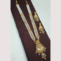 NAFJ Royal Look Pota Stone And Pearl Meenakari Long Necklace Set