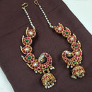 NAFJ Gold Polish Finish Designer Kundan And Pearl Jhumki