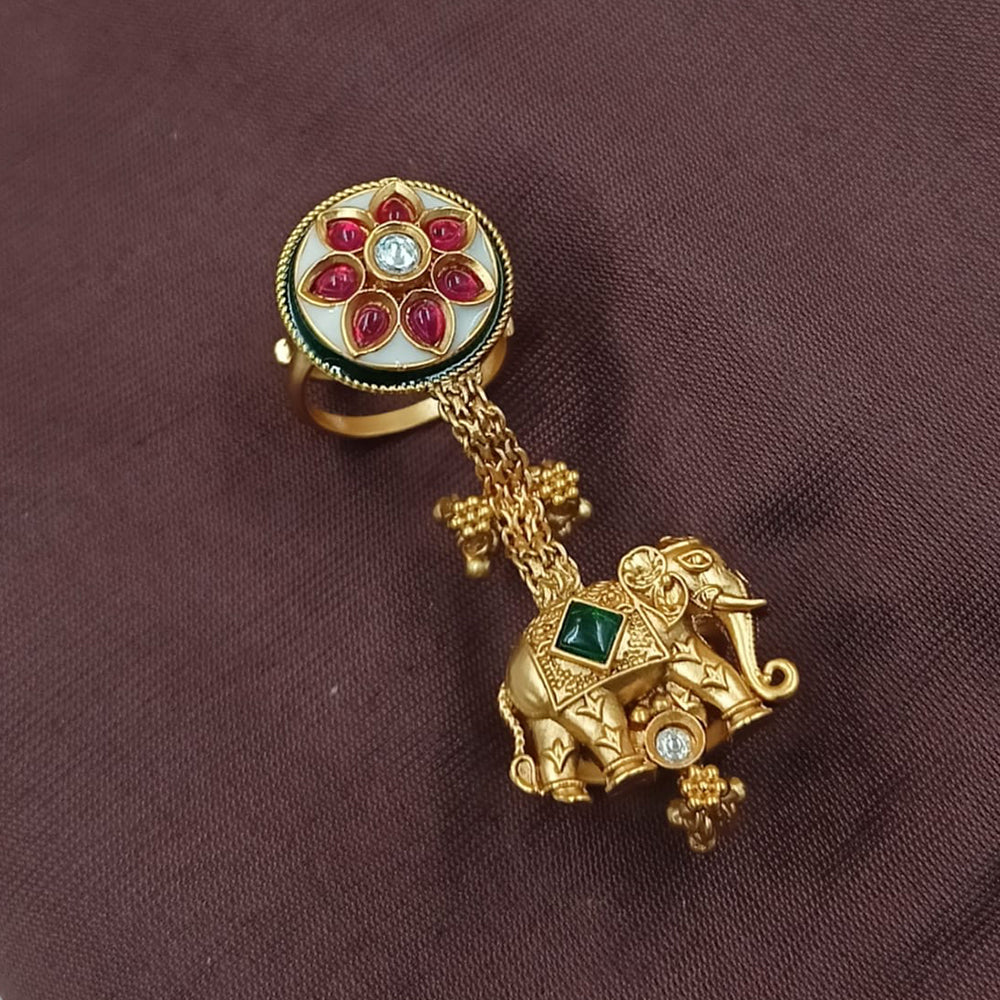 NAFJ  Luxe Gold Plated With Pota Stone & Pearls Glow Ring