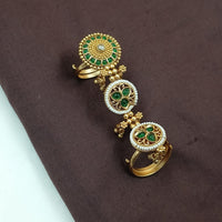 NAFJ  Luxe Gold Plated With Pota Stone & Pearls Glow Ring