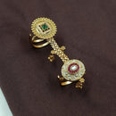 NAFJ  Luxe Gold Plated With Pota Stone & Pearls Meenakari Glow Ring
