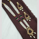 NAFJ Kundan and Pearl Beads Long Necklace set