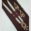 NAFJ Kundan and Pearl Beads Long Necklace set