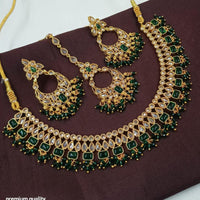 NAFJ Crystal Stone Necklace Set with Mangtikka Earrings
