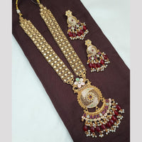 NAFJ Long Necklace Set with Pearls and Meenakari Detailing