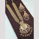 NAFJ Long Necklace Set with Pearls and Meenakari Detailing