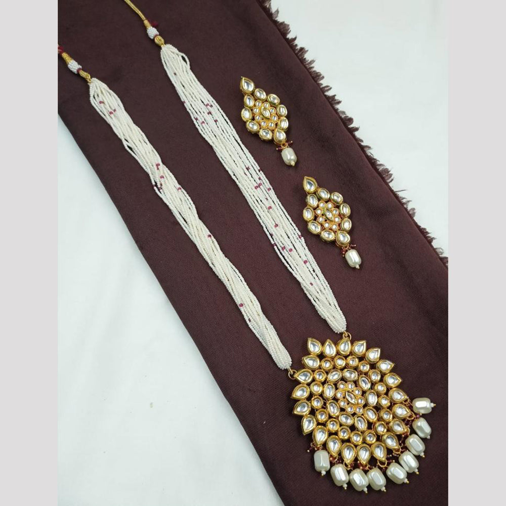 NAFJ Kundan and Pearl Long Necklace Set