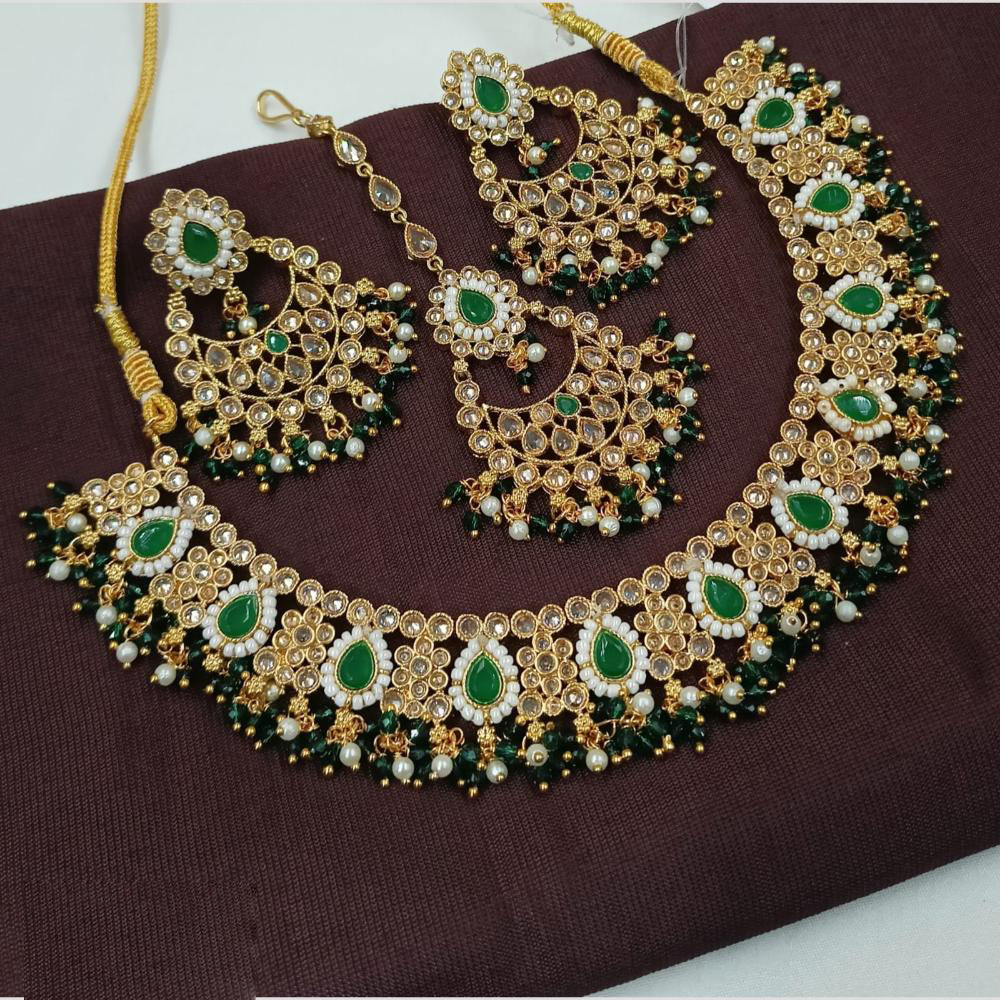 NAFJ Crystal Stone and Pearl Necklace Set