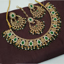 NAFJ Crystal Stone and Pearl Necklace Set