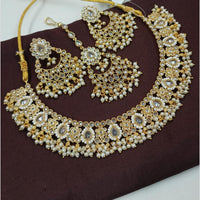 NAFJ Crystal Stone and Pearl Necklace Set