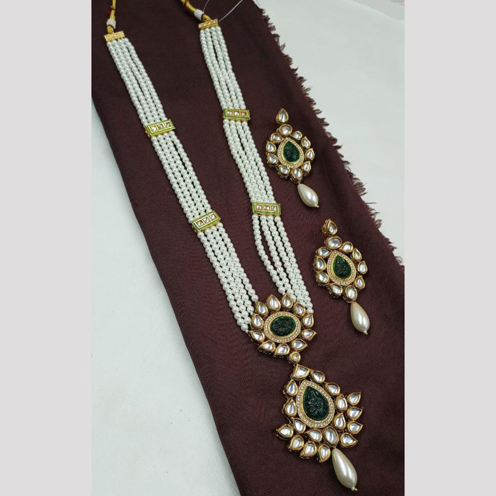 NAFJ Antique Finish Kundan and Pearl Necklace Set
