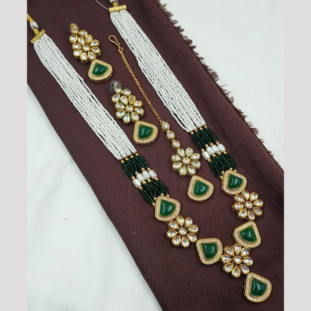 NAFJ Kundan Stone and Pearl Long Necklace Set