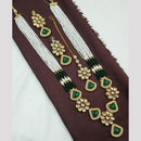 NAFJ Kundan Stone and Pearl Long Necklace Set