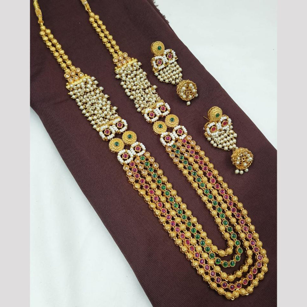 NAFJ Crystal and Pearl Long Necklace Set