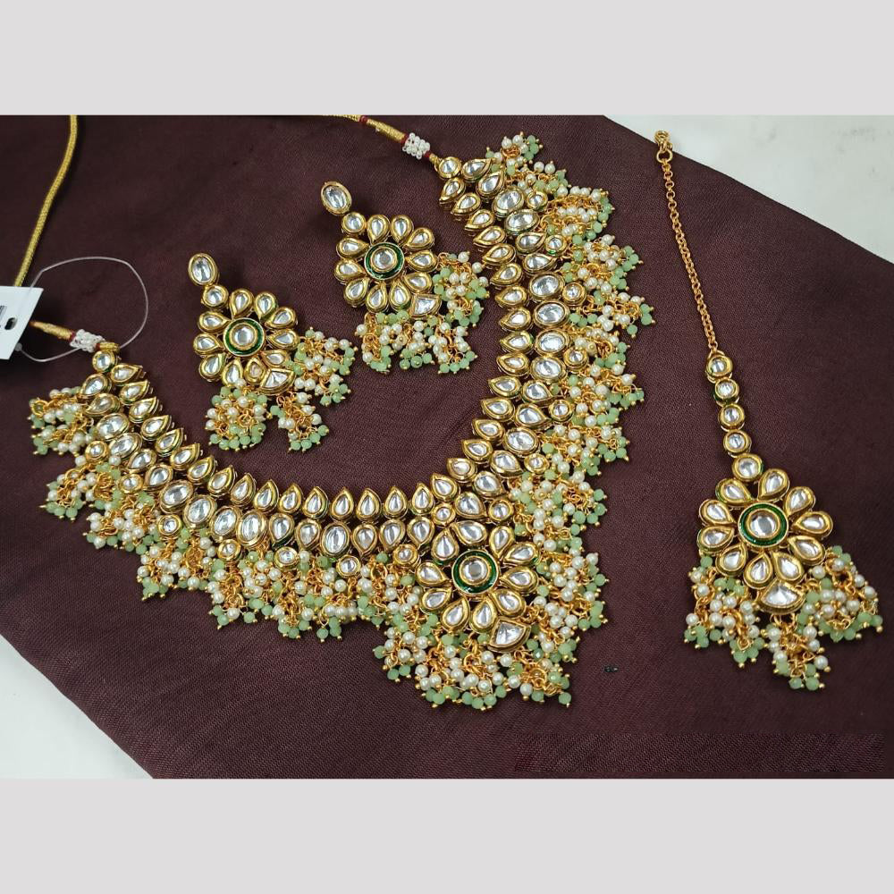 NAFJ Designer Kundan Necklace Set with Pearl Drops