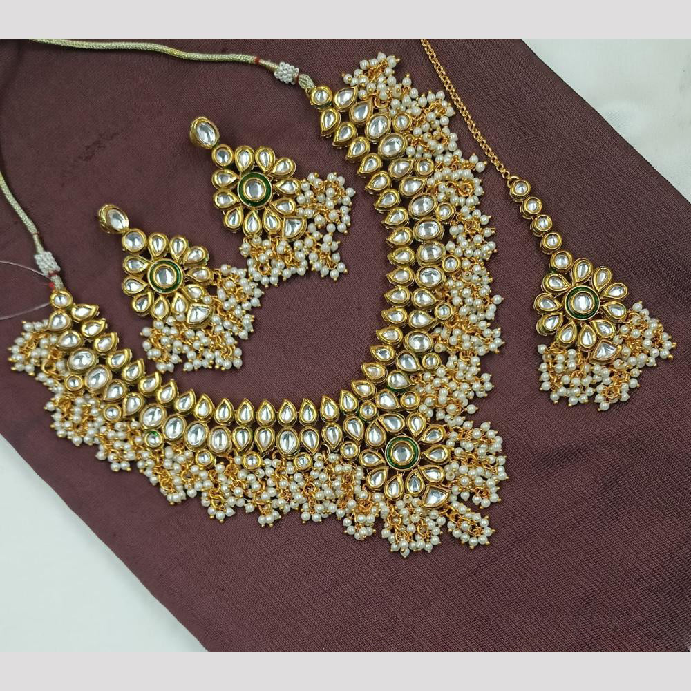 NAFJ Designer Kundan Necklace Set with Pearl Drops