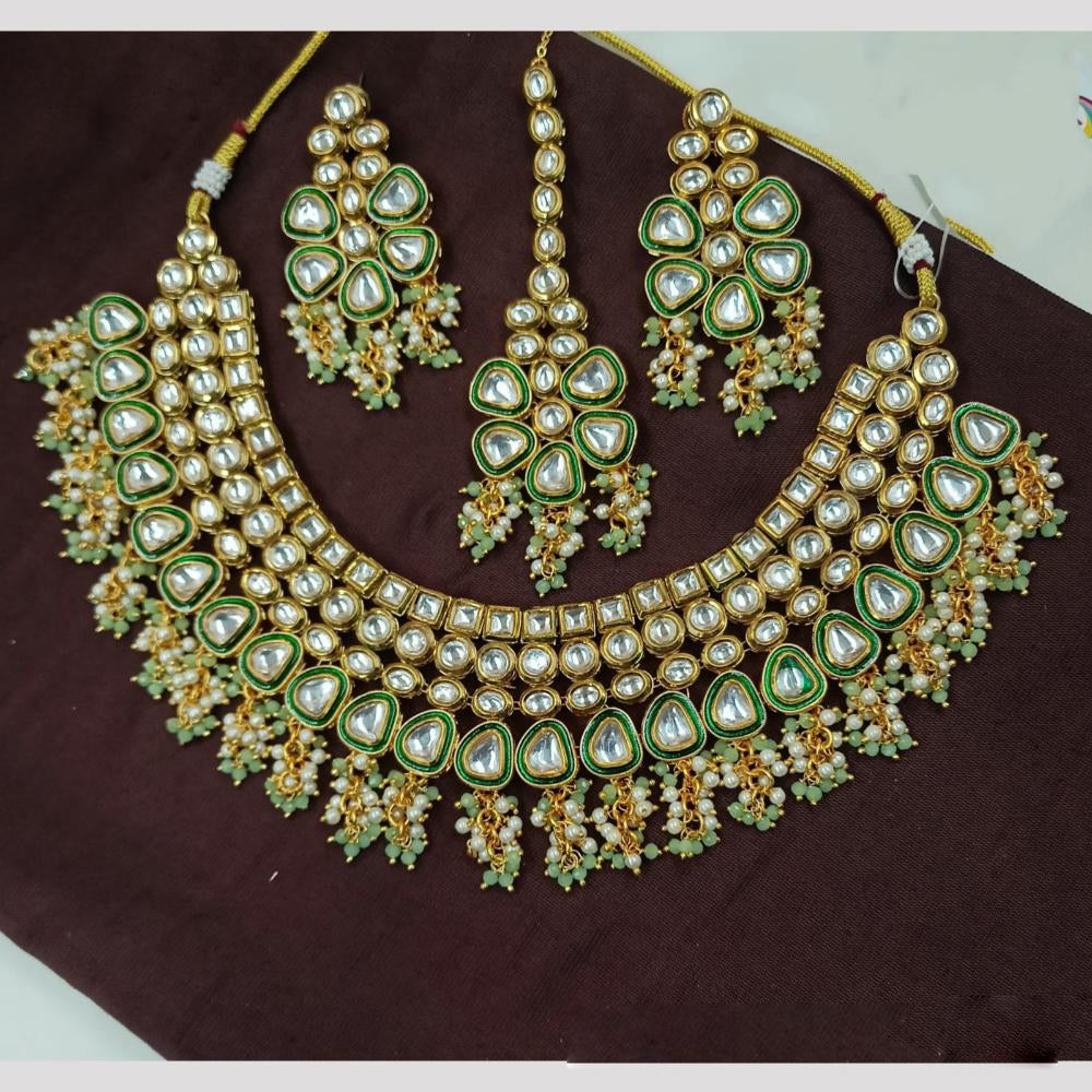 NAFJ Designer Kundan Necklace Set with Pearl Drops