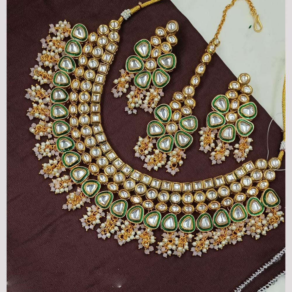 NAFJ Designer Kundan Necklace Set with Pearl Drops