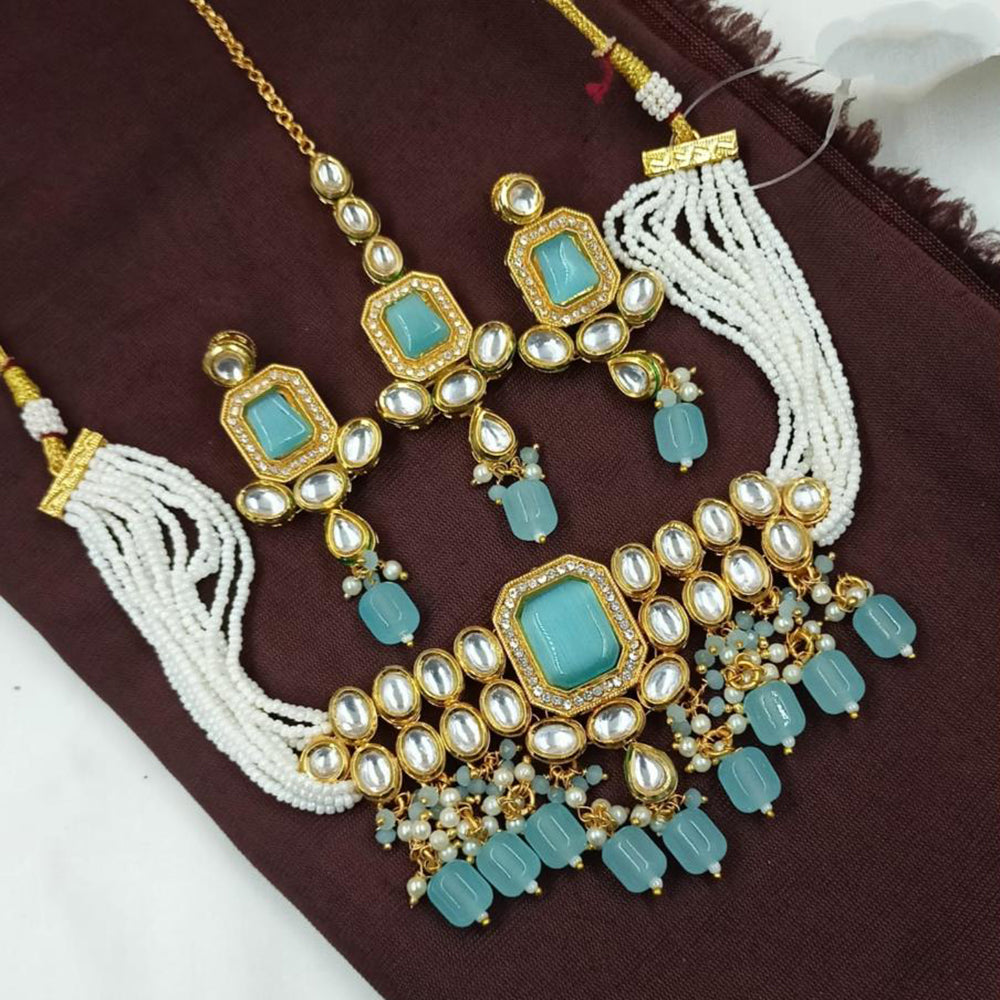 NAFJ Designer Pearls Kundan and Beads Choker Necklace set
