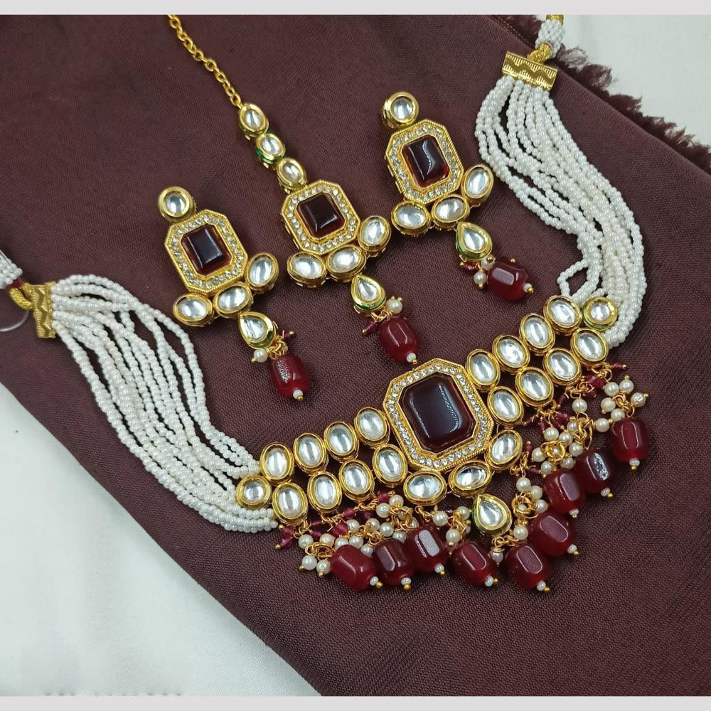 NAFJ Designer Pearls Kundan and Beads Choker Necklace set