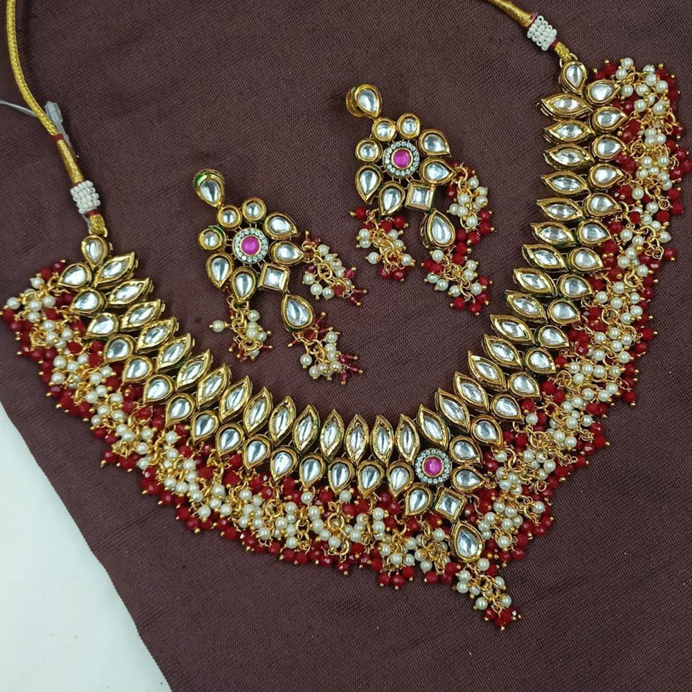 NAFJ Kundan Necklace Set with Matching Earrings