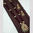 NAFJ Elegant Long Kundan Necklace Set with Red Accents
