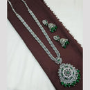 NAFJ Rhodium Plated Crystal Stone Long Kundan Necklace Set