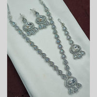 NAFJ Rhodium Crystal Stone Long Necklace Set