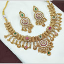 NAFJ Crystal Stone And Pearl Necklace Set