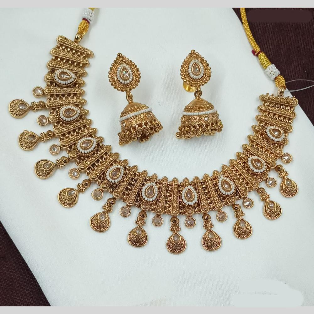 NAFJ Crystal Stone And Pearl Necklace Set