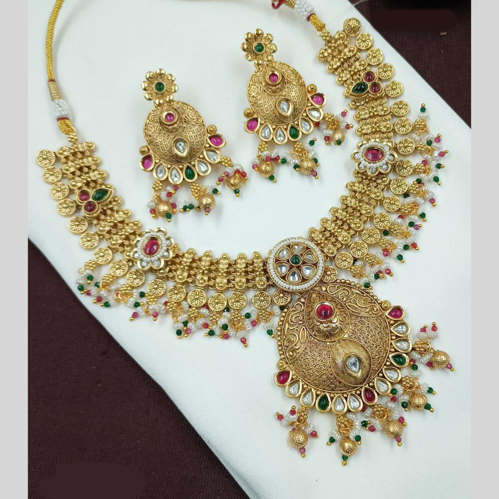 NAFJ Kundan And Beads Necklace Set