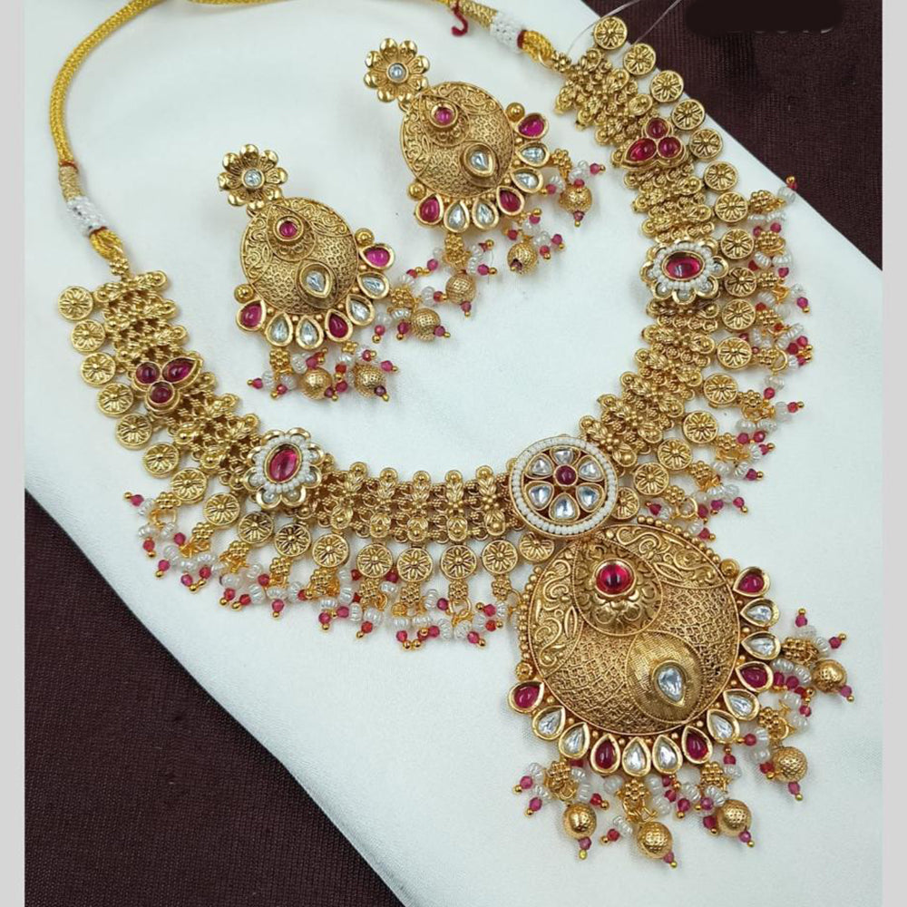NAFJ Kundan And Beads Necklace Set