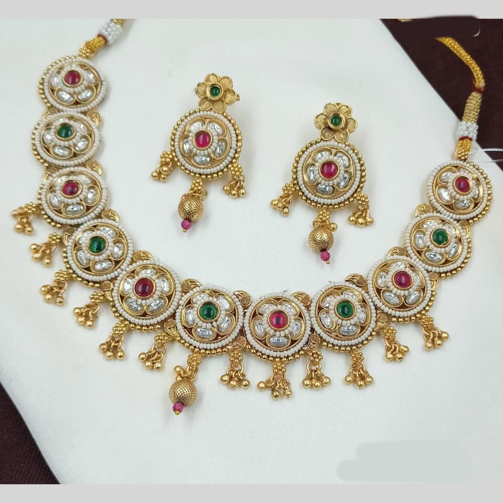 NAFJ Kundan And Beads Necklace Set
