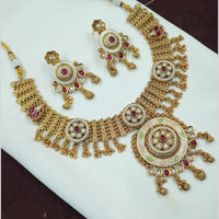 NAFJ Kundan And Beads Meenakari Necklace Set