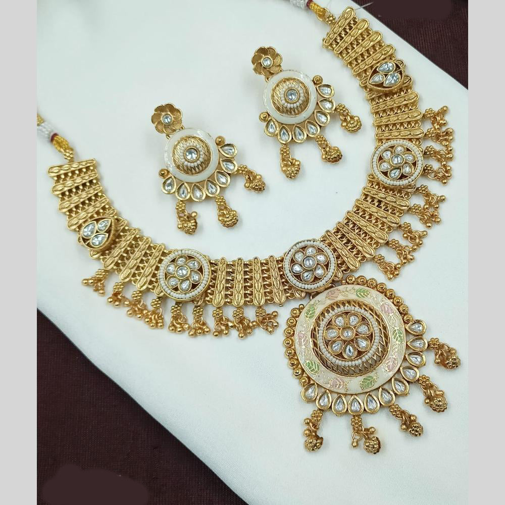 NAFJ Kundan And Beads Meenakari Necklace Set