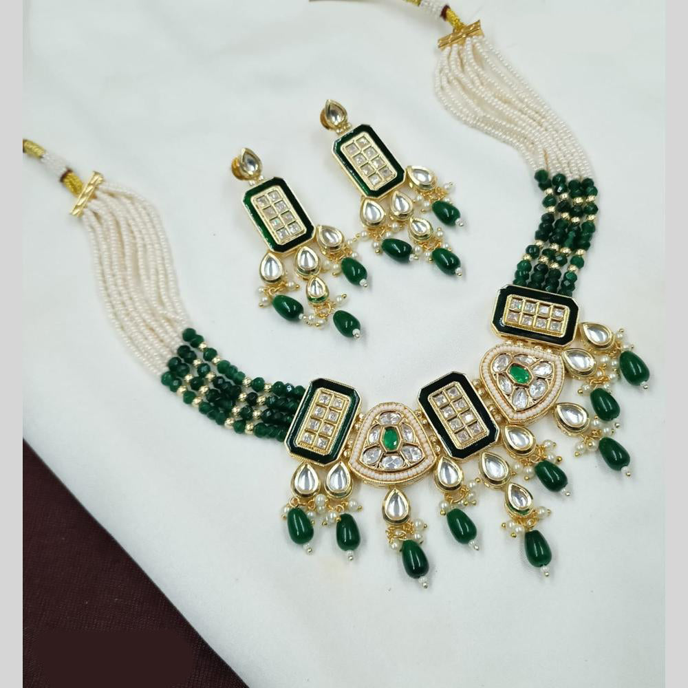 NAFJ Polki Kundan And Beads Choker Necklace Set