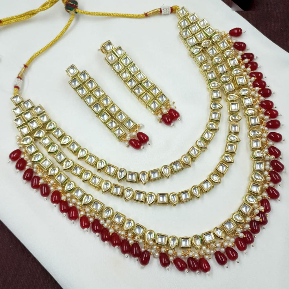 NAFJ Kundan And Beads Necklace Set