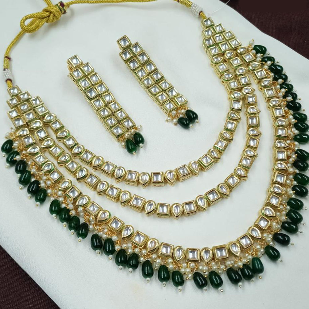 NAFJ Kundan And Beads Necklace Set