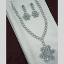 NAFJ Rhodium American Diamond Long Necklace Set