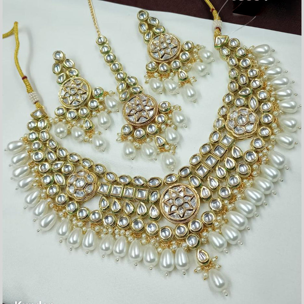 NAFJ Kundan And Beads Necklace Set