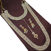 NAFJ Kundan And Pearl Double Necklace Set