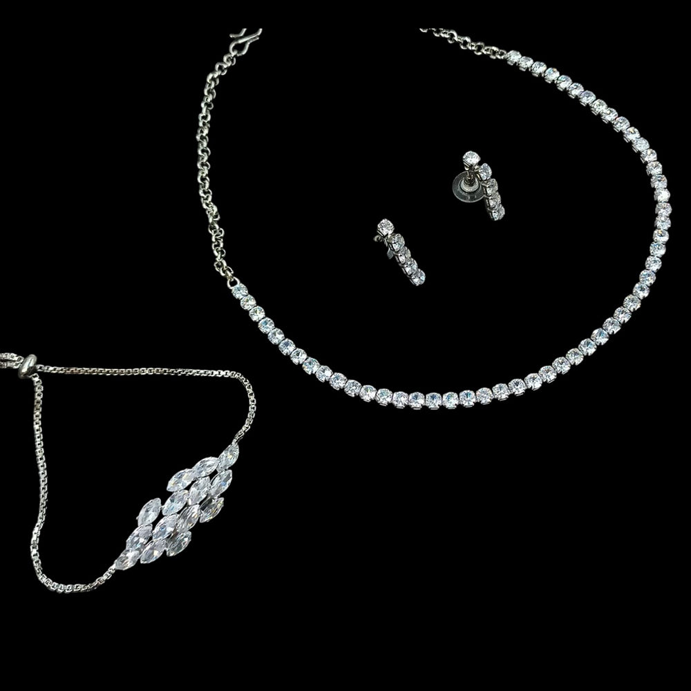NAFJ Timeless Sparkle Crystal Stone Combo Necklace Set