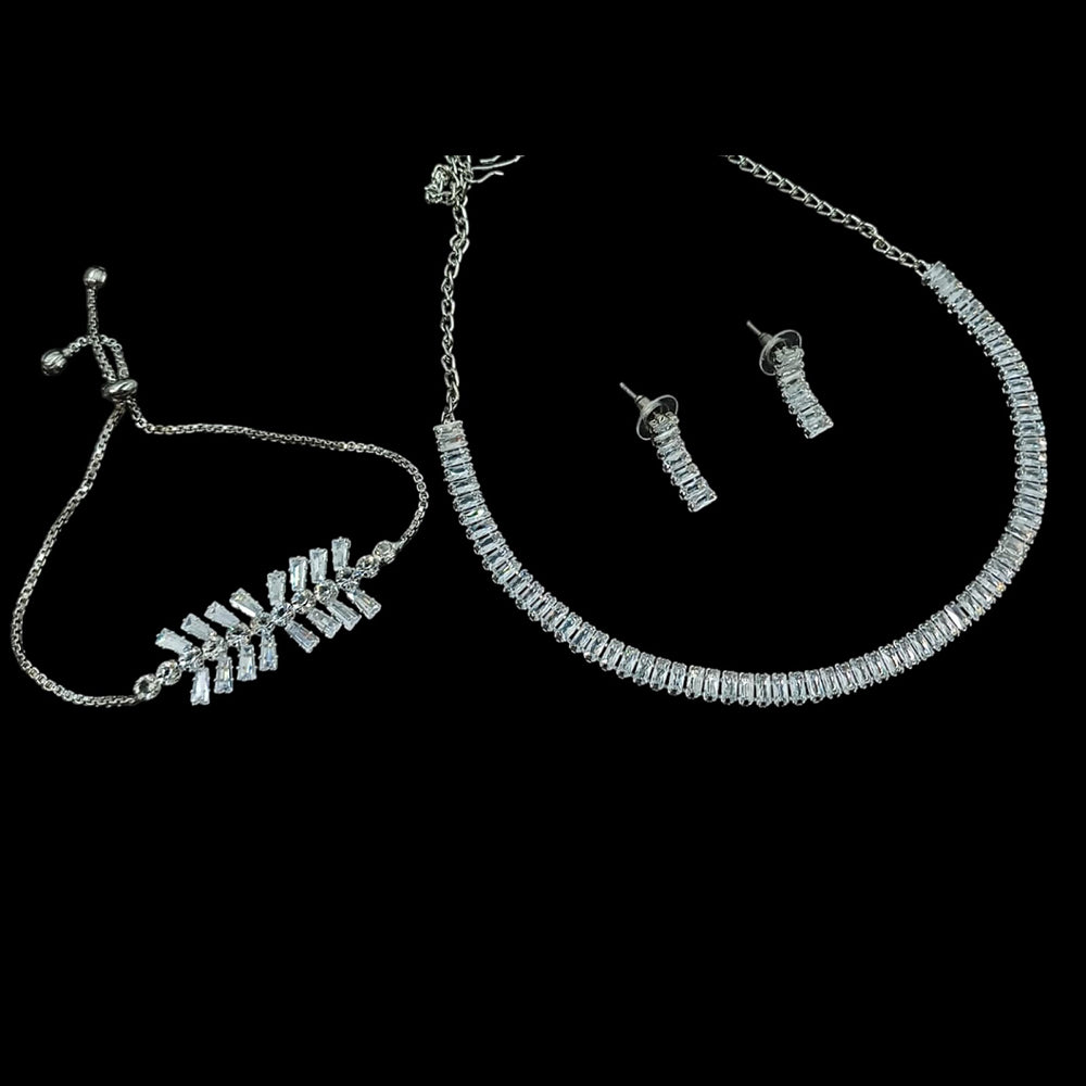 NAFJ Timeless Sparkle Crystal Stone Combo Necklace Set