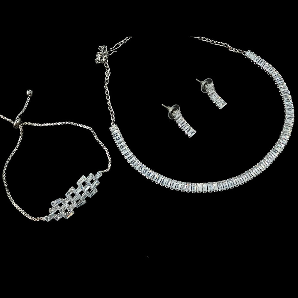 NAFJ Timeless Sparkle Crystal Stone Combo Necklace Set