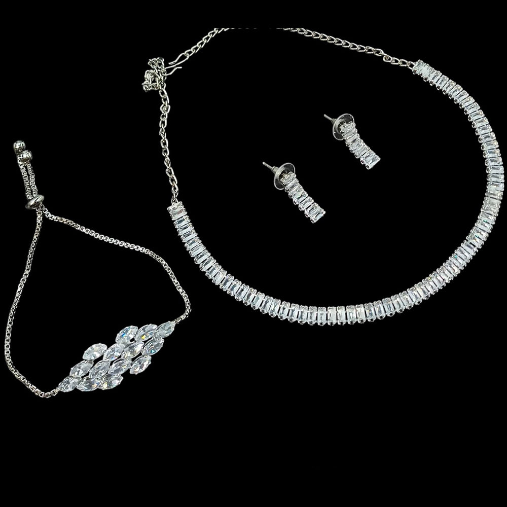 NAFJ Timeless Sparkle Crystal Stone Combo Necklace Set